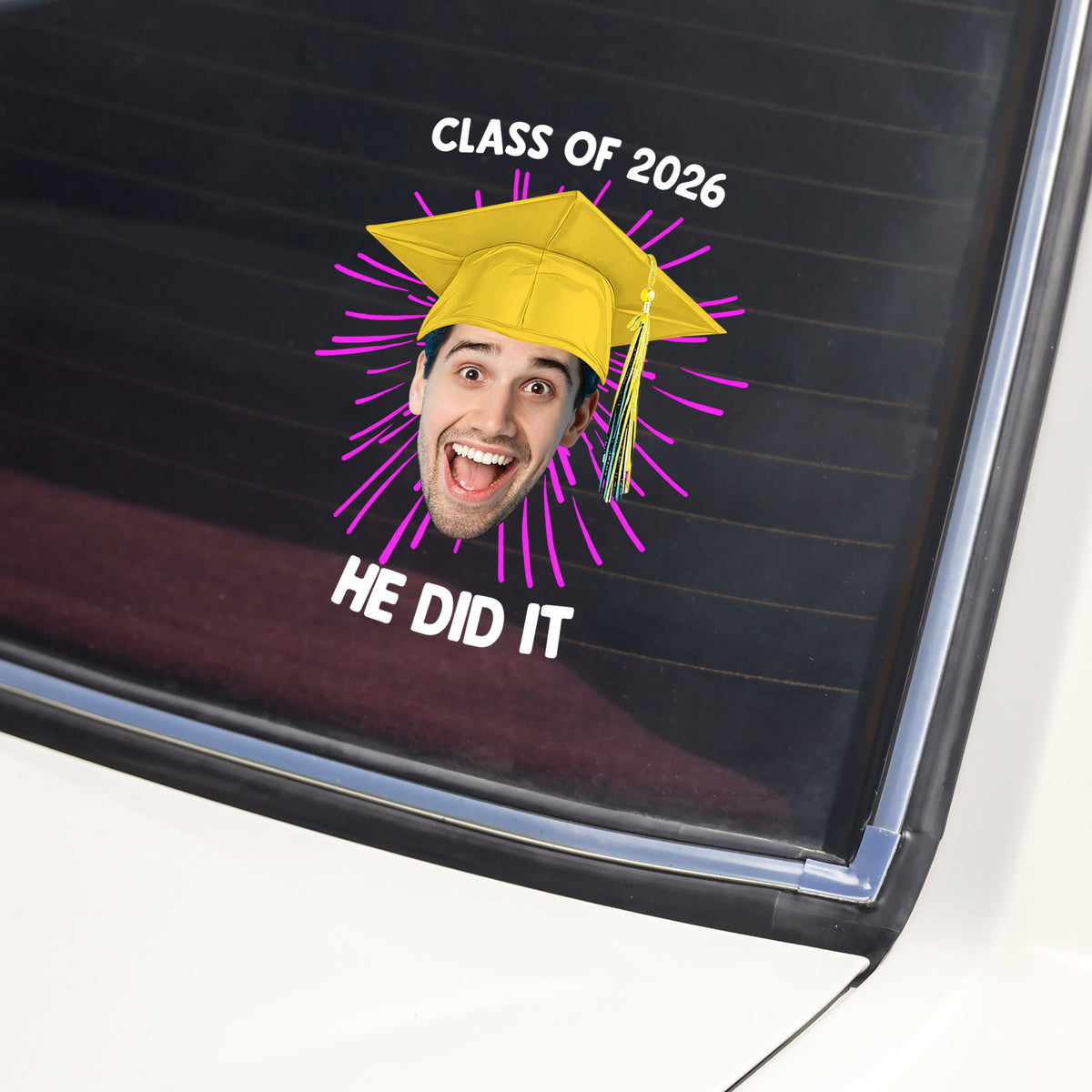 Custom Photo He/She Did It Class Of 2026 Graduation Car Window Decal Sticker TH10 169623