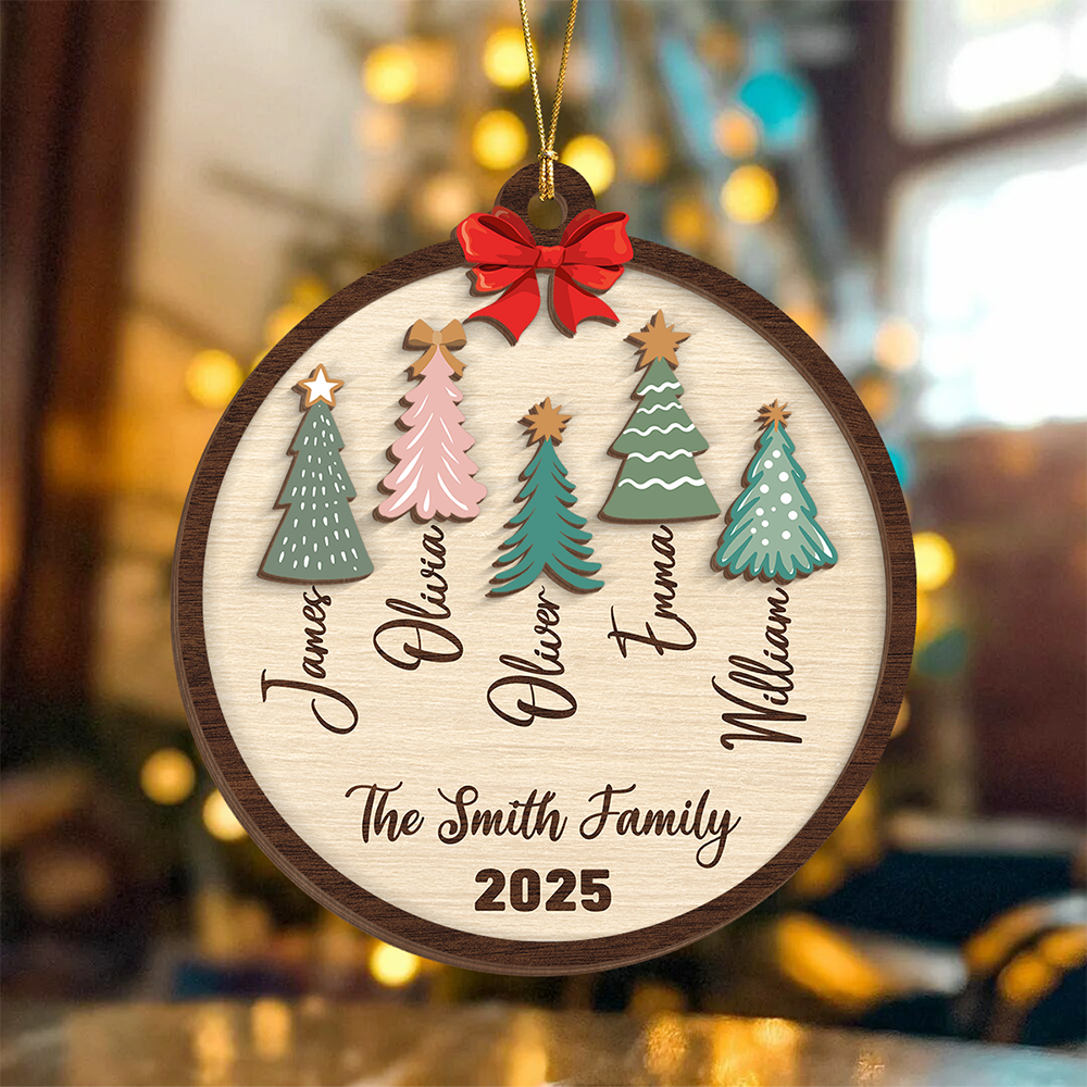 Custom Family Name Christmas Layer Wood Ornament Gift For Family HO82 900720
