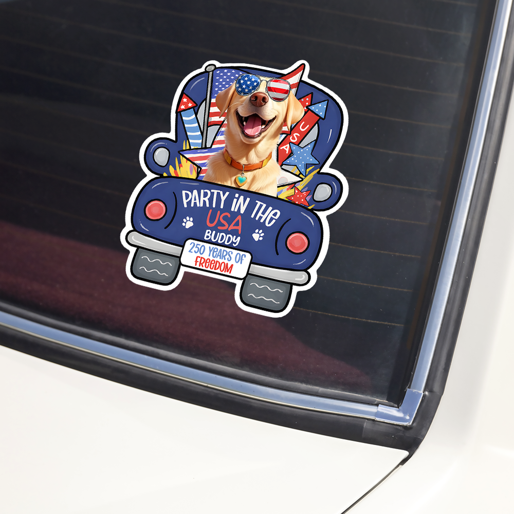 Personalized Pawty In The USA 250 Years Of Freedom Car Window Decal Sticker TH10 169435