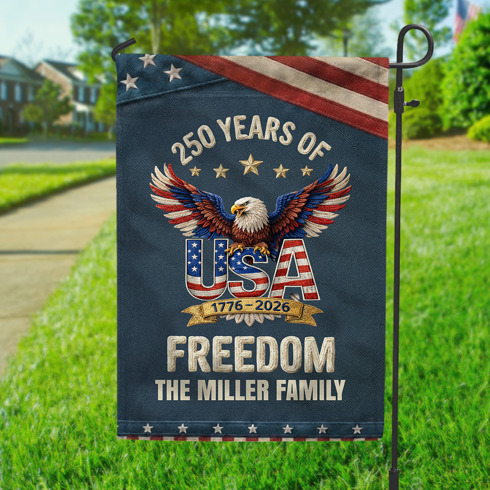 Personalized 250th Anniversary USA Patriotic Faux Pattern Garden Flag HO82 901298