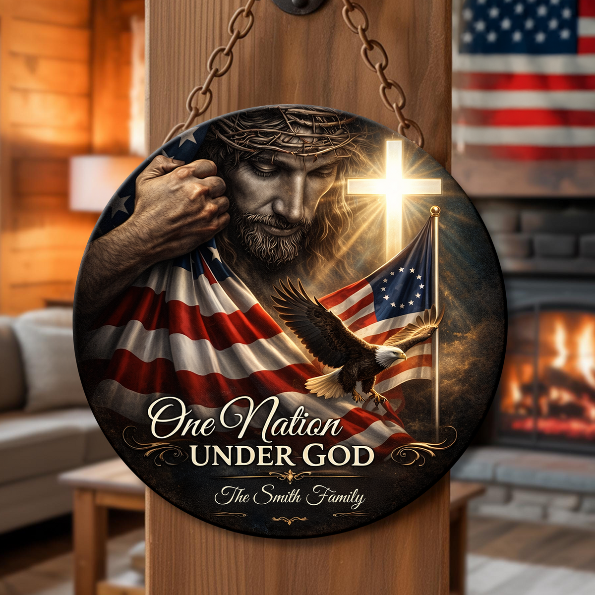 Custom Family Name One Nation Under God USA 250 Anniversary Doorsign TH10 898841
