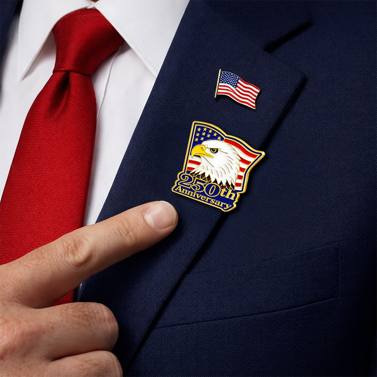 Personalized American Flag 250th Anniversary 1776–2026 Stainless Steel Metal Pin - USA Patriotic Gift LM32 899515