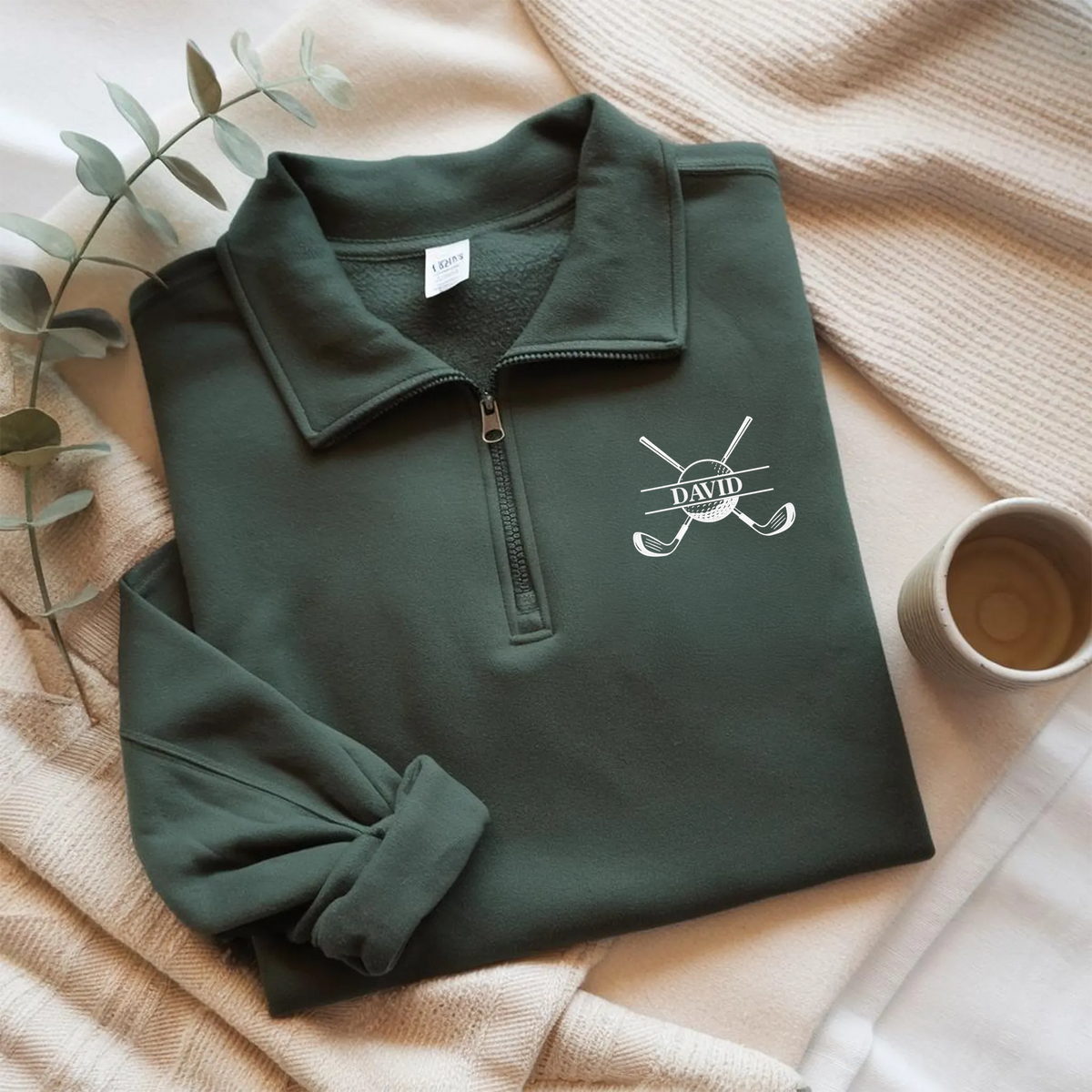 Personalized Golf Club Name Embroidered Golf Quarter Zip Sweater Golfers and Coaches Gift CH07 910002