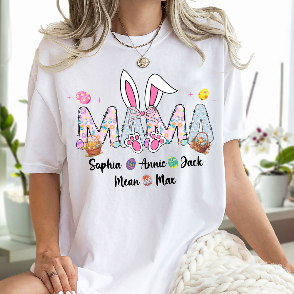 Easter Bunny Coquette Bow Gift For Family Custom Grandma And Kids Bright Shirt CH07 895354