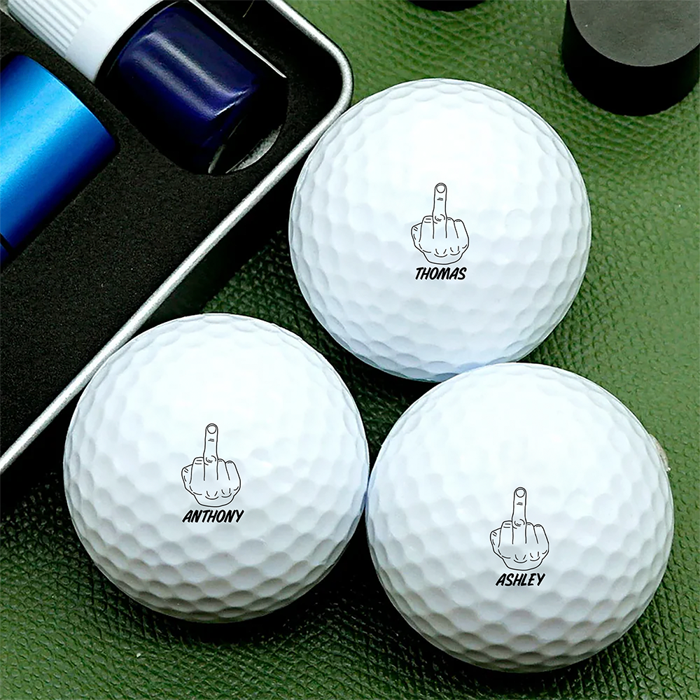Custom Name Middle Finger Golf Ball Stamp Box, Meme Fun Gift LM32 897545