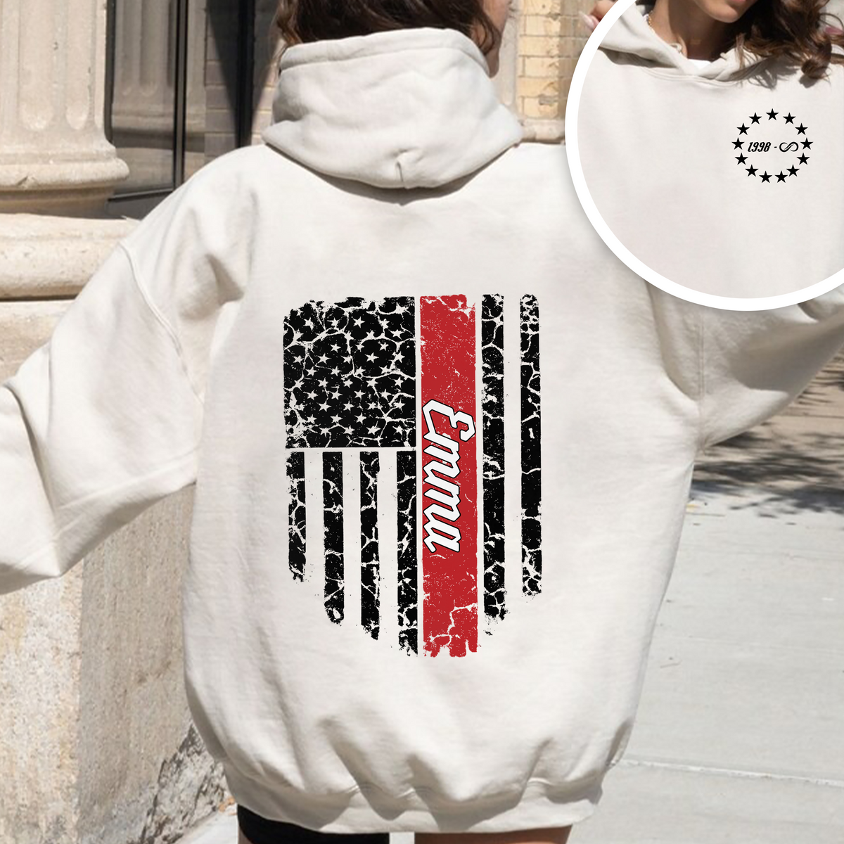 Custom Name America Flag Back & Front White Shirt TH10 898907