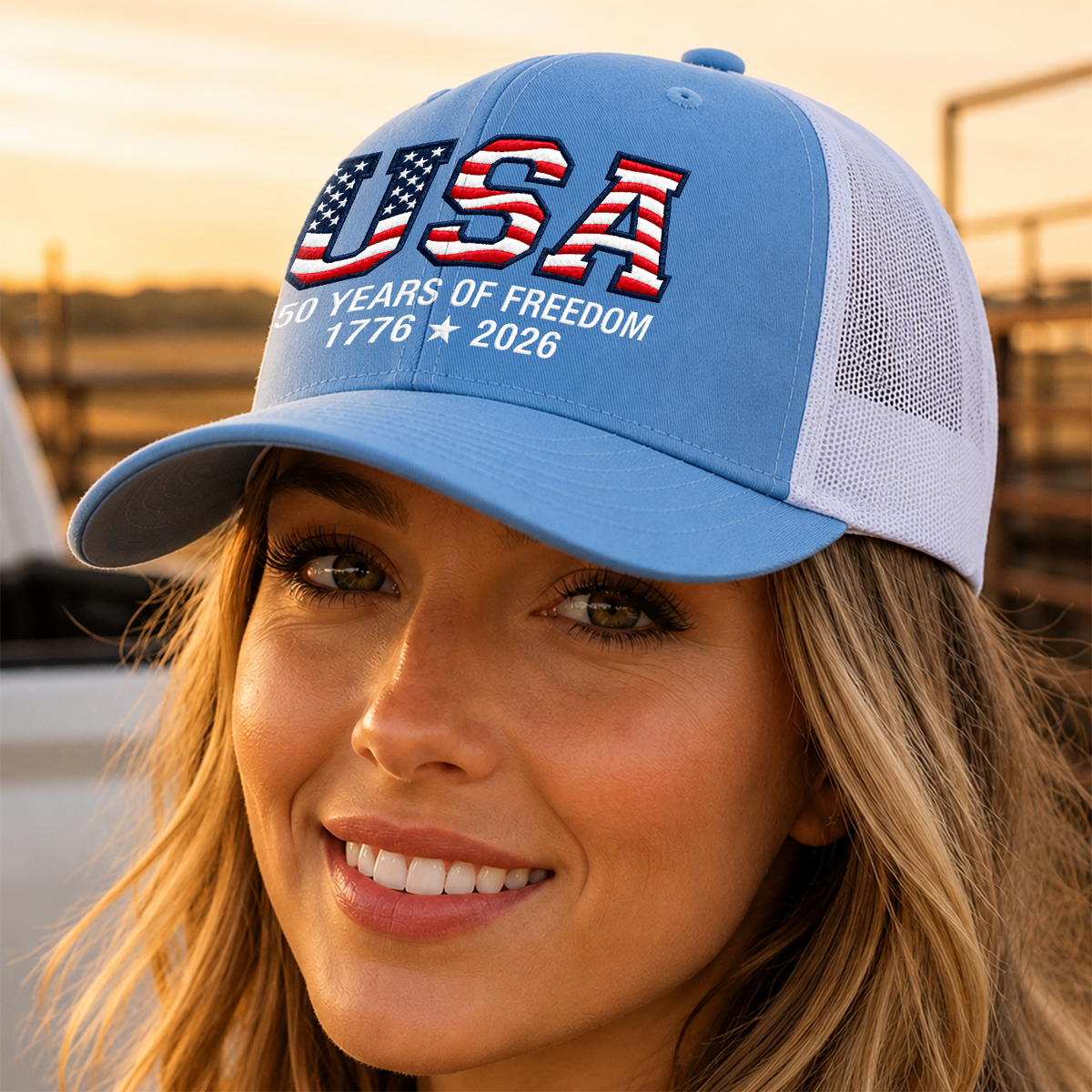 USA 250 Years Of Freedom Embroidered Trucker Hat CH07 911914
