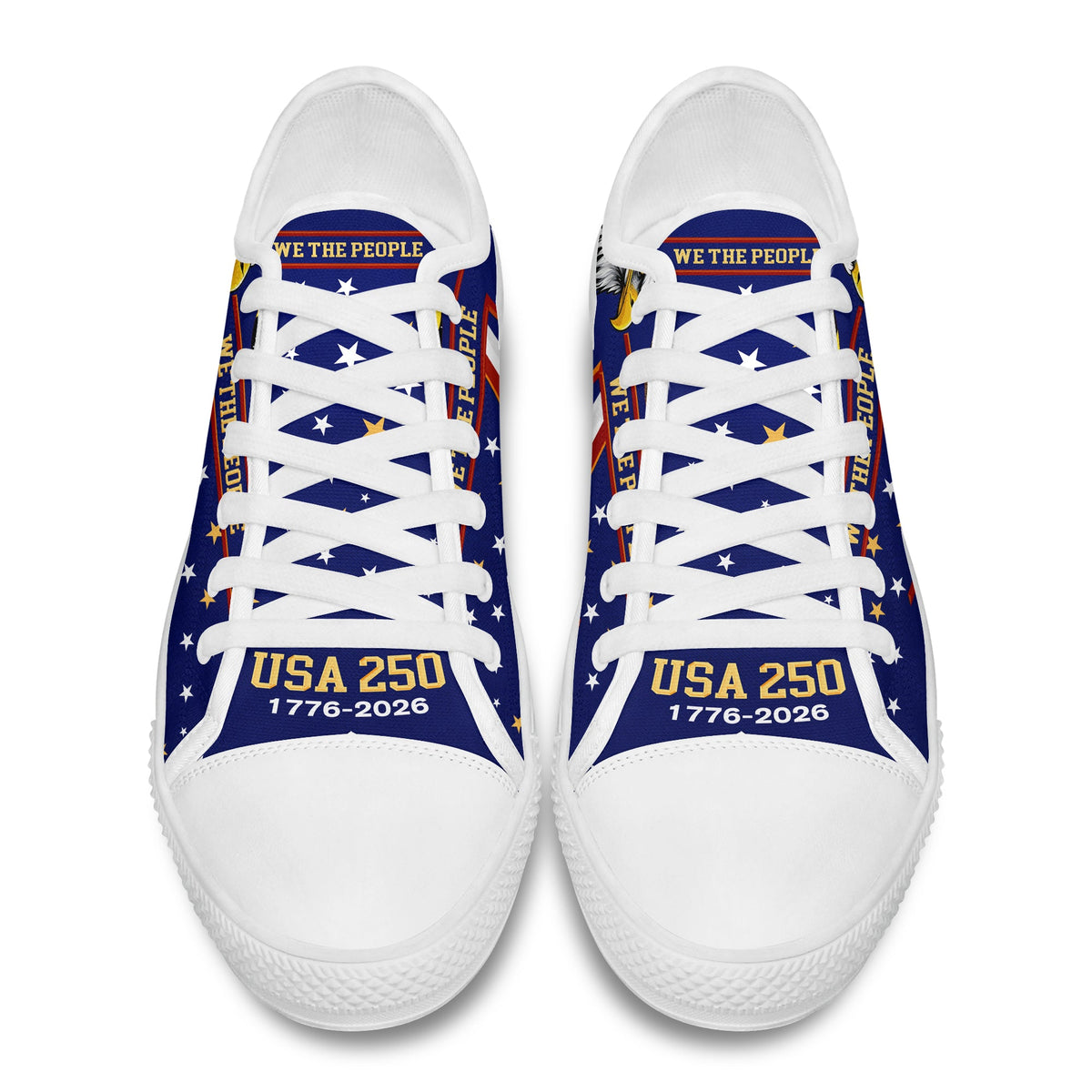 USA 250th Anniversary Patriotic Red, White & Blue with American Eagle Semiquincentennial 1776-2026 Canvas Shoes TH10 169301