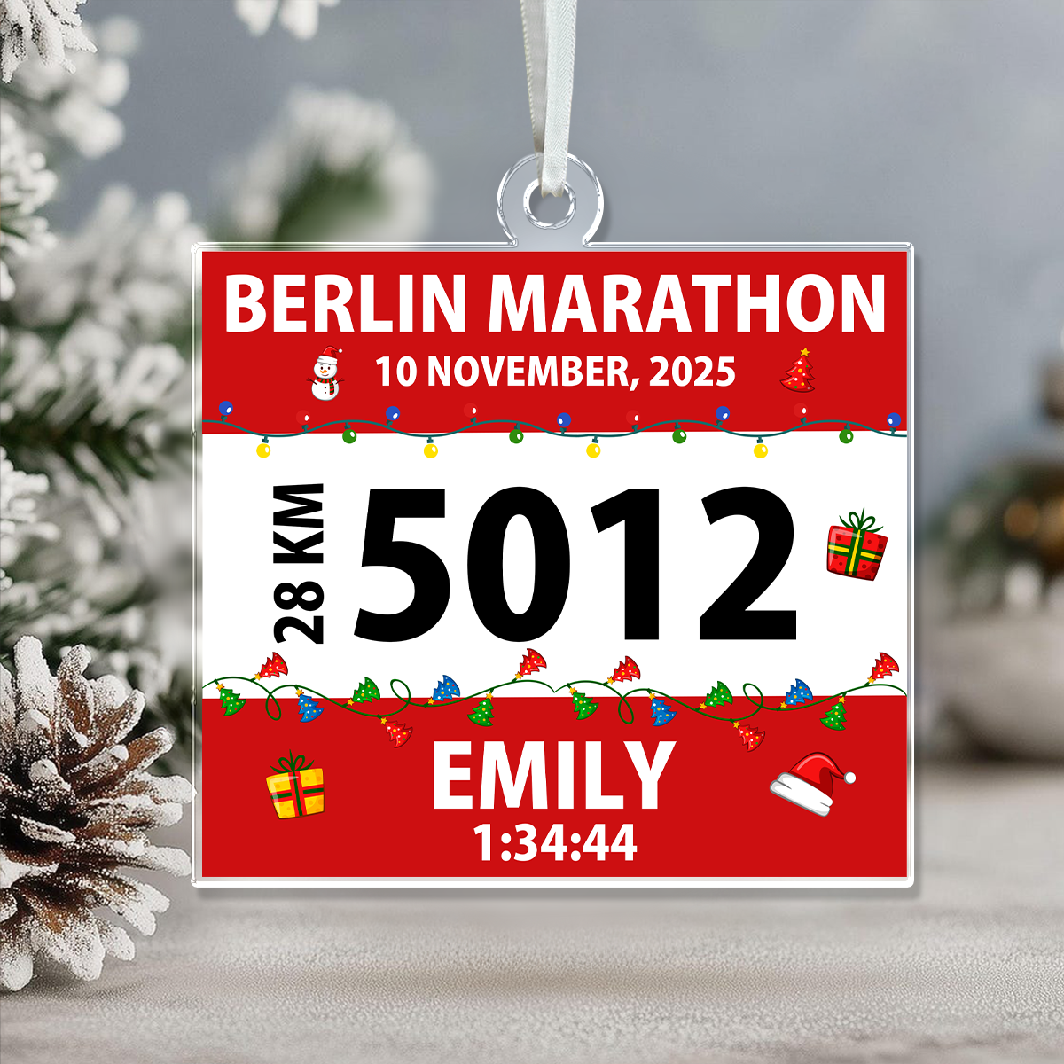 Personalized Race Bib Christmas Acrylic Ornament Gift for Marathon Lovers HO82 900644