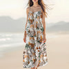 Custom Cat Photo Floral Style Women's V-Neck Cami Maxi Dress HO82 893600