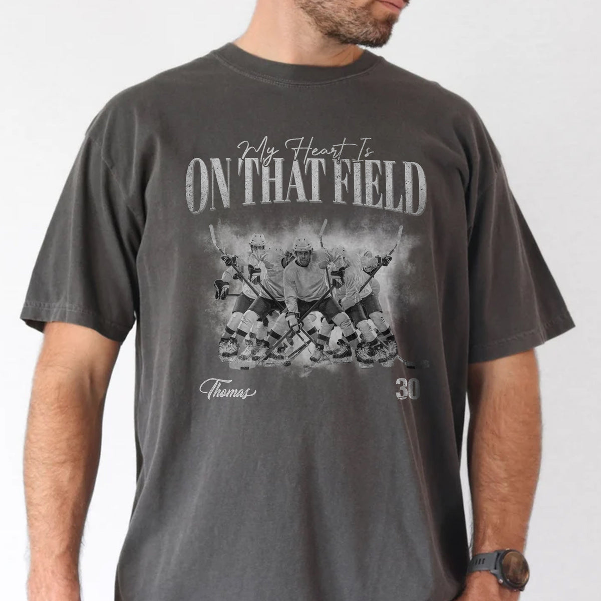 Custom Photo My Heart Is On That Field Retro Vintage Portrait Comfort Shirt CH07 910388
