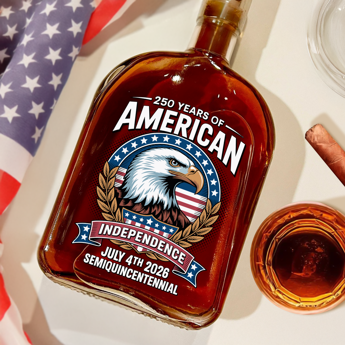 American 250 Years Independence Eagle - July 4th 2026 Whiskey Bottle LM32 895251
