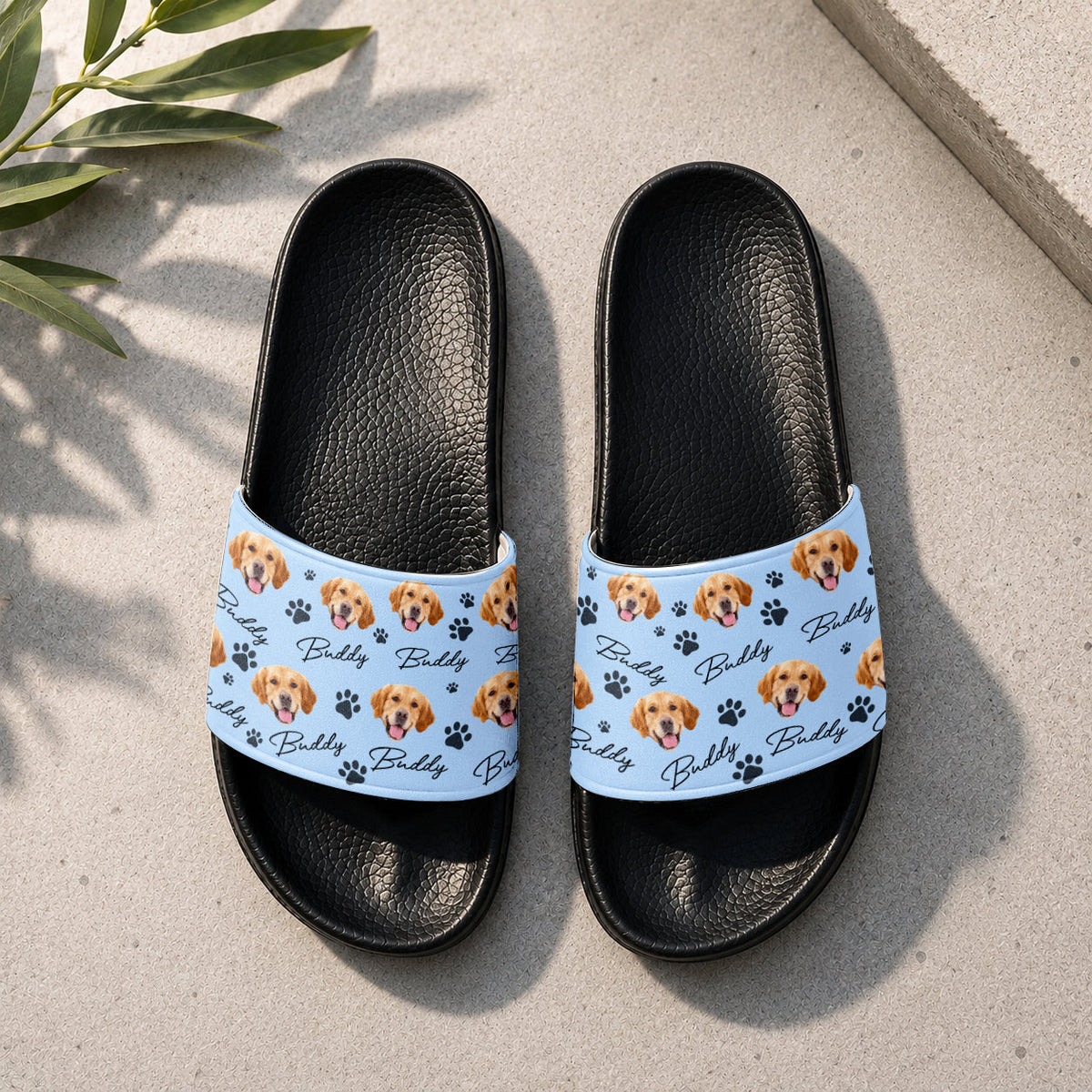 Custom Dog Cat Photo And Name - Slide Sandals Personalized Gift For Pet Lovers TH10 170021