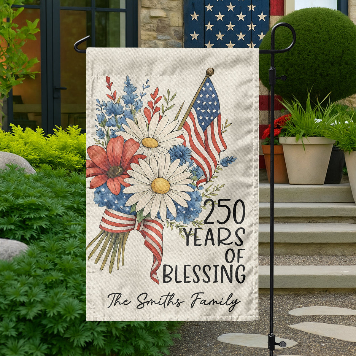 Custom Family Name 250 Years America, 1776-2026 USA 250th Garden Flag TH10 898311