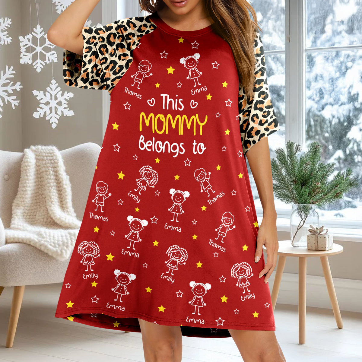 Personalized Funny Kids This Grandma Mom Belongs To Women's Sleep Tee, Raglan Nightgown LM32 897481