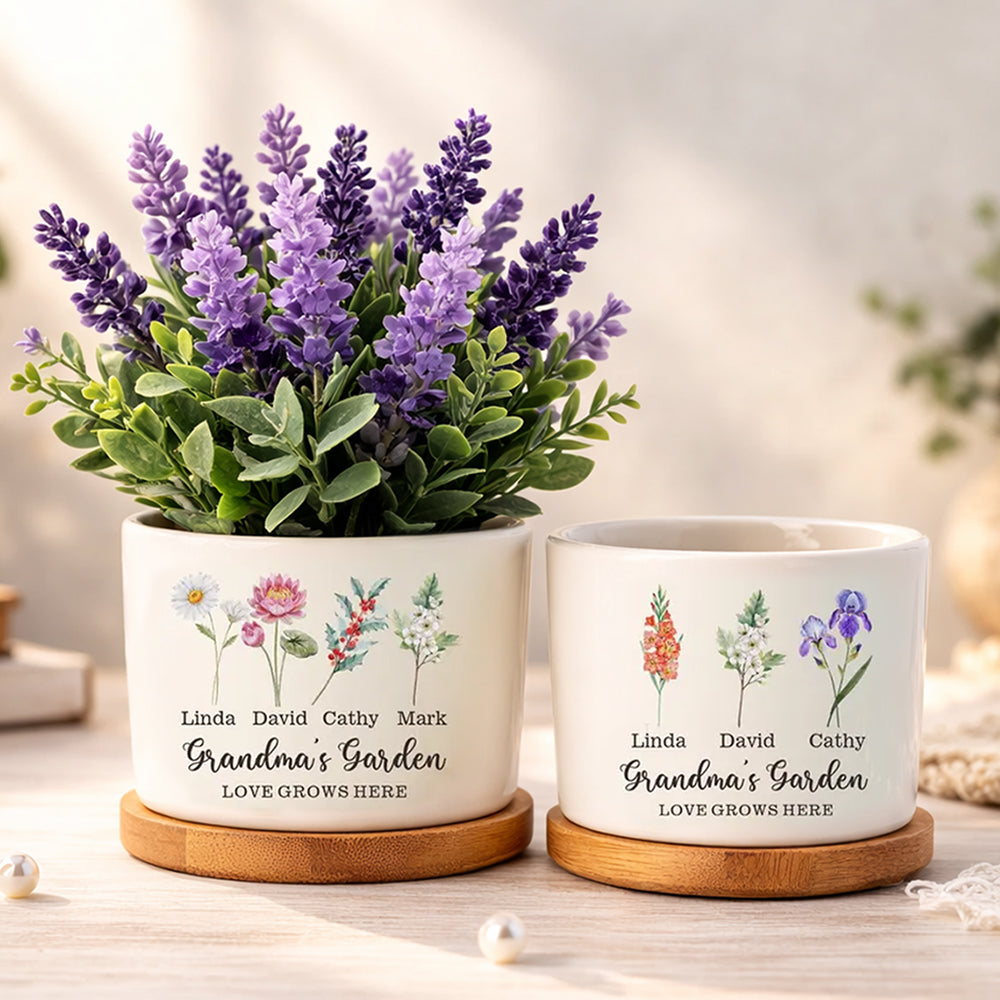Personalized Birth Flower Grandma's Garden Pot Plant Pot Mother's Day Gift HA75 920722