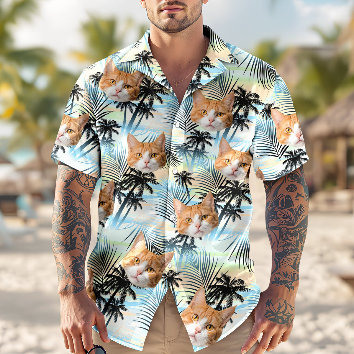 Custom Cat Photo Tropical Summer Hawaii Shirt - Gift for Cat Lovers HO82 902402