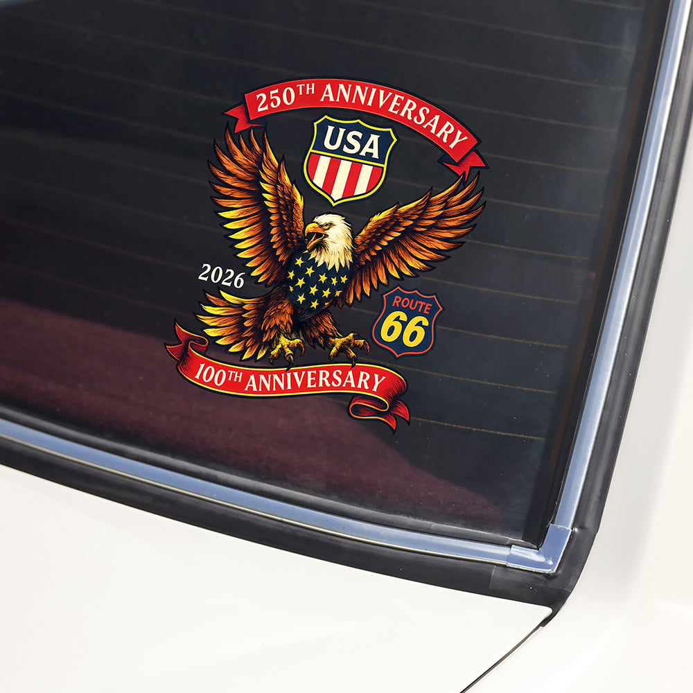 Celebrate  America 250th Anniversary & Honoring 100 Years of Route 66 Car Window Decal Sticker CH07 910496