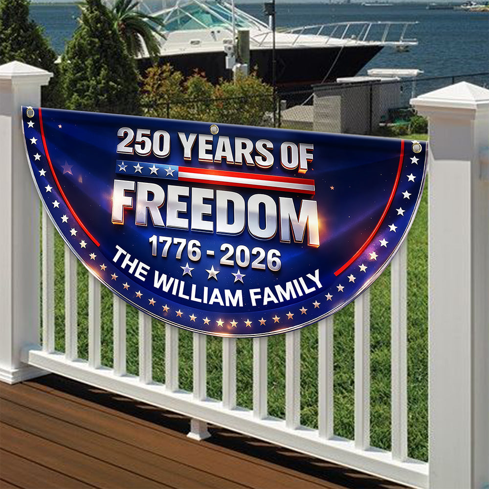 Custom Family Name 250 Year of Freedom USA Anniversary Non-Pleated Fan Flag CH07 910642