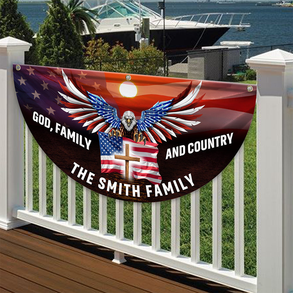 Custom Family Name God Family And Country America Non-Pleated Fan Flag TH10 896437