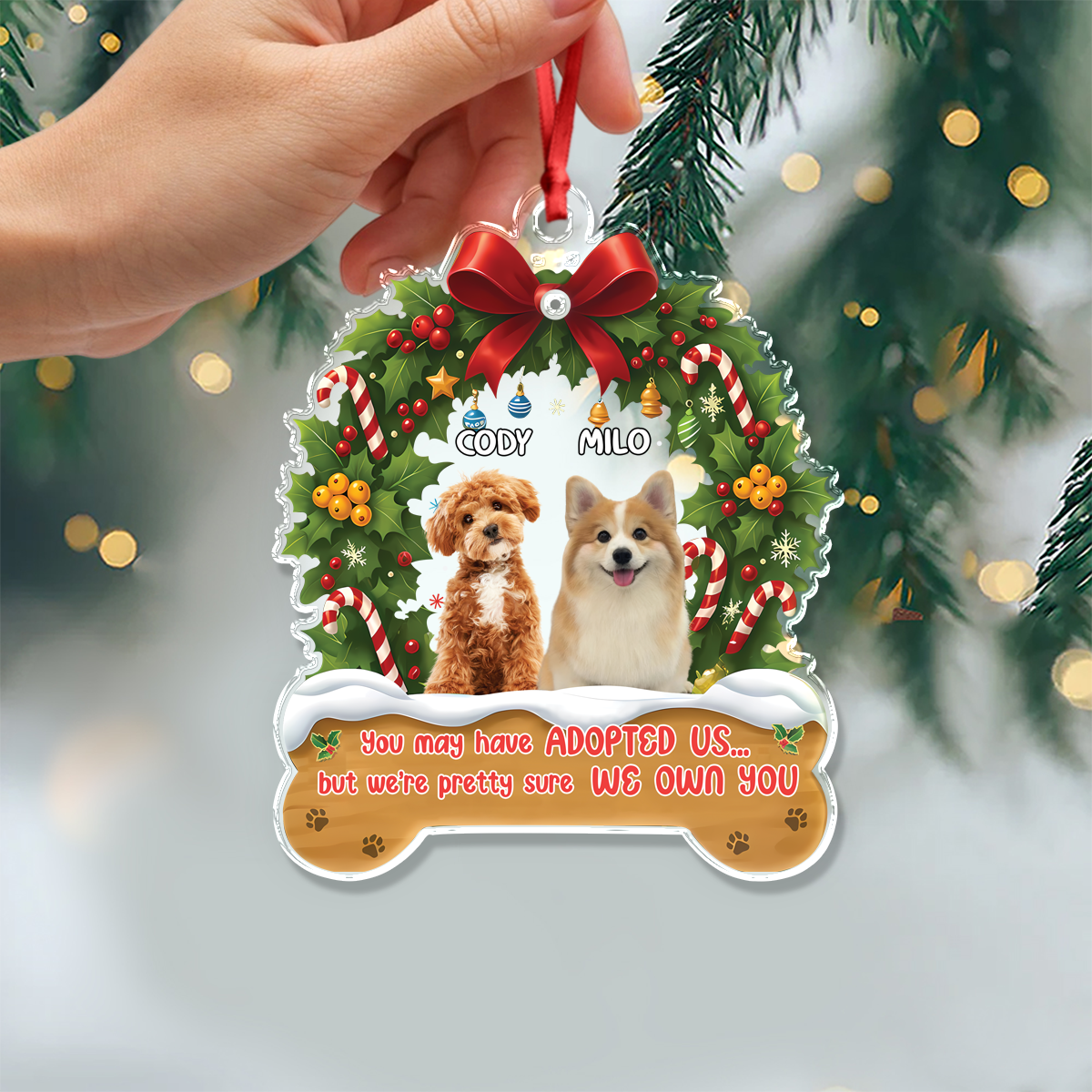 Custom Cute Dog Photo I Own You Christmas Acrylic Ornament LM32 895723
