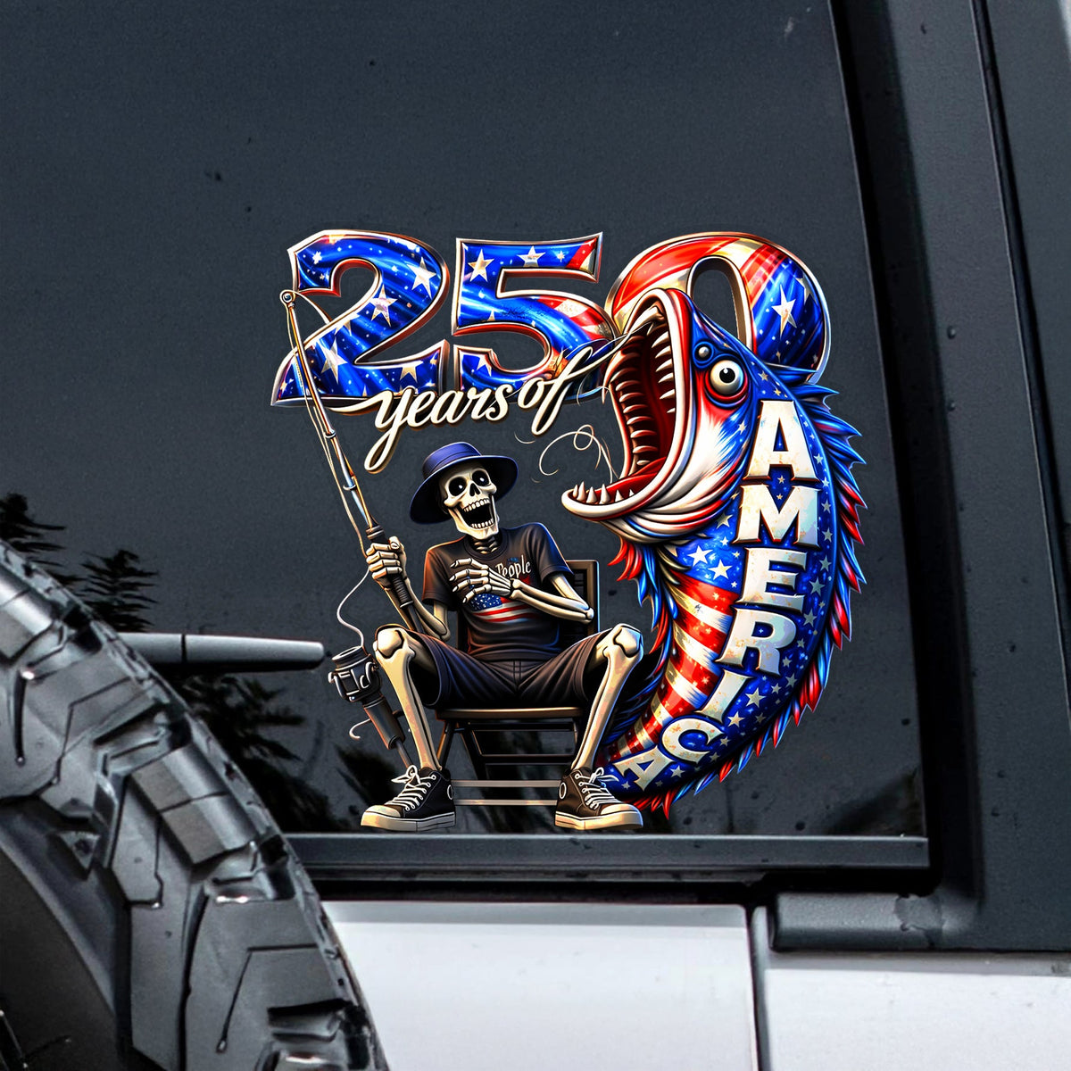 We The People Fisherman 250 Years Of Freedom Car America Window Decal Sticker LM32 899195