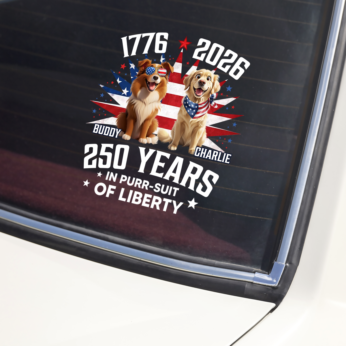 Personalized 250 Years In Purr-suit Of Liberty Vintage Dog Car Sticker HO82 901234