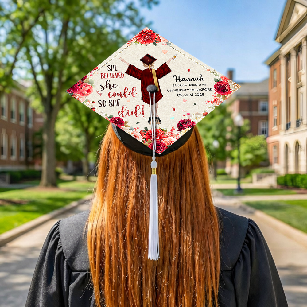 Personalized She Believed She Could So She Did Graduation Cap Topper HO82 901540