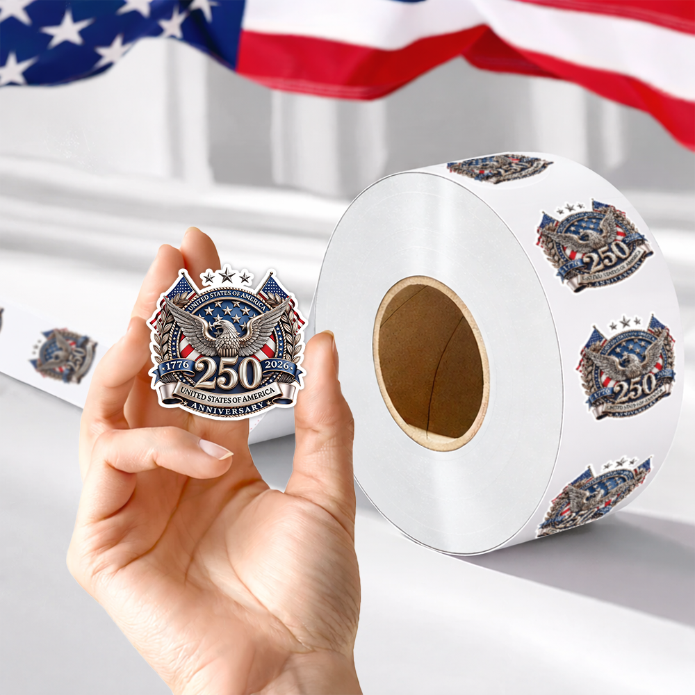 USA 250th Anniversary, 1776-2026 America 250 Emblem Semiquincentennial Roll Sticker HA75 920354