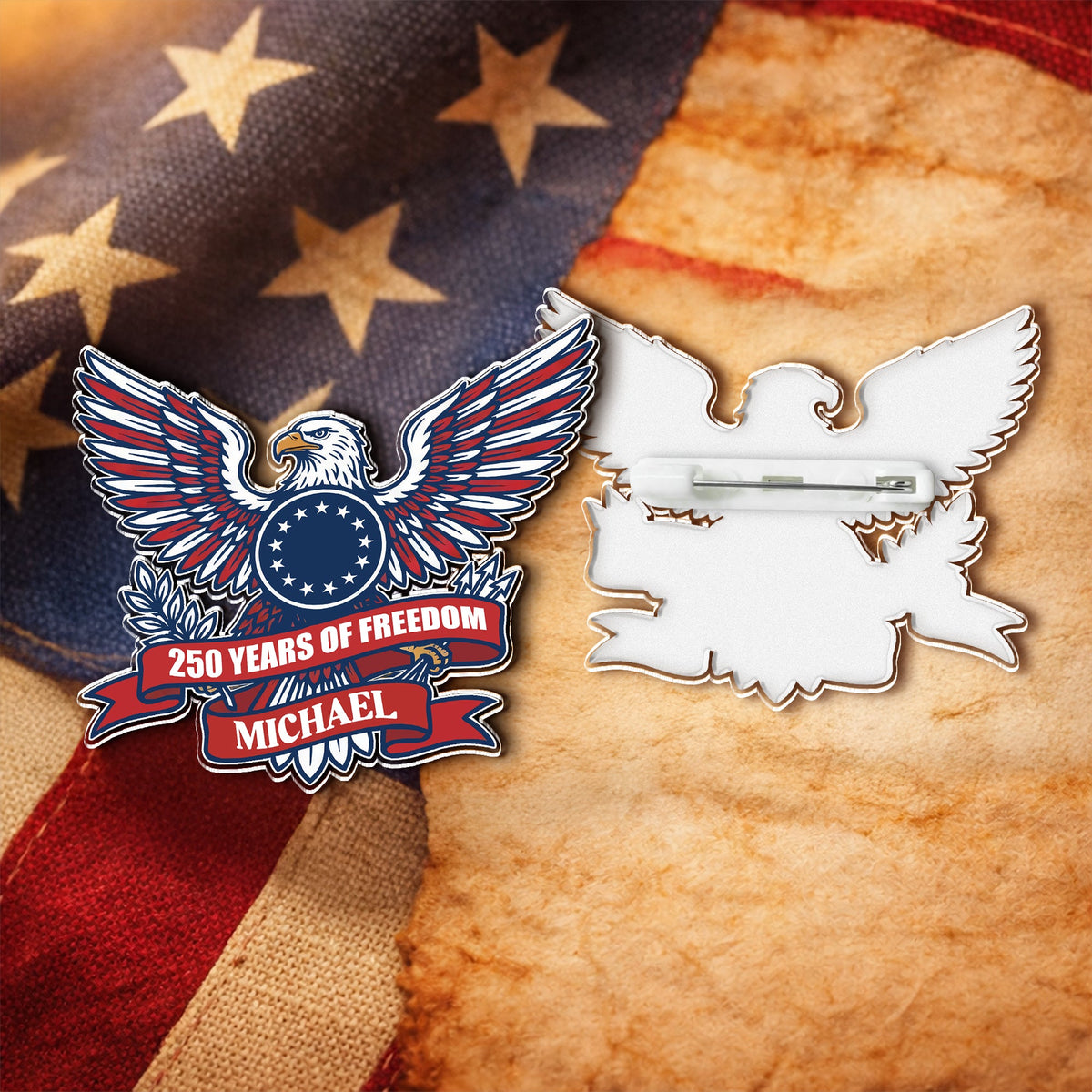 Eagle USA 250th Anniversary 1776-2026 Semiquincentennial Patriotic Acrylic Pin HO82 901802