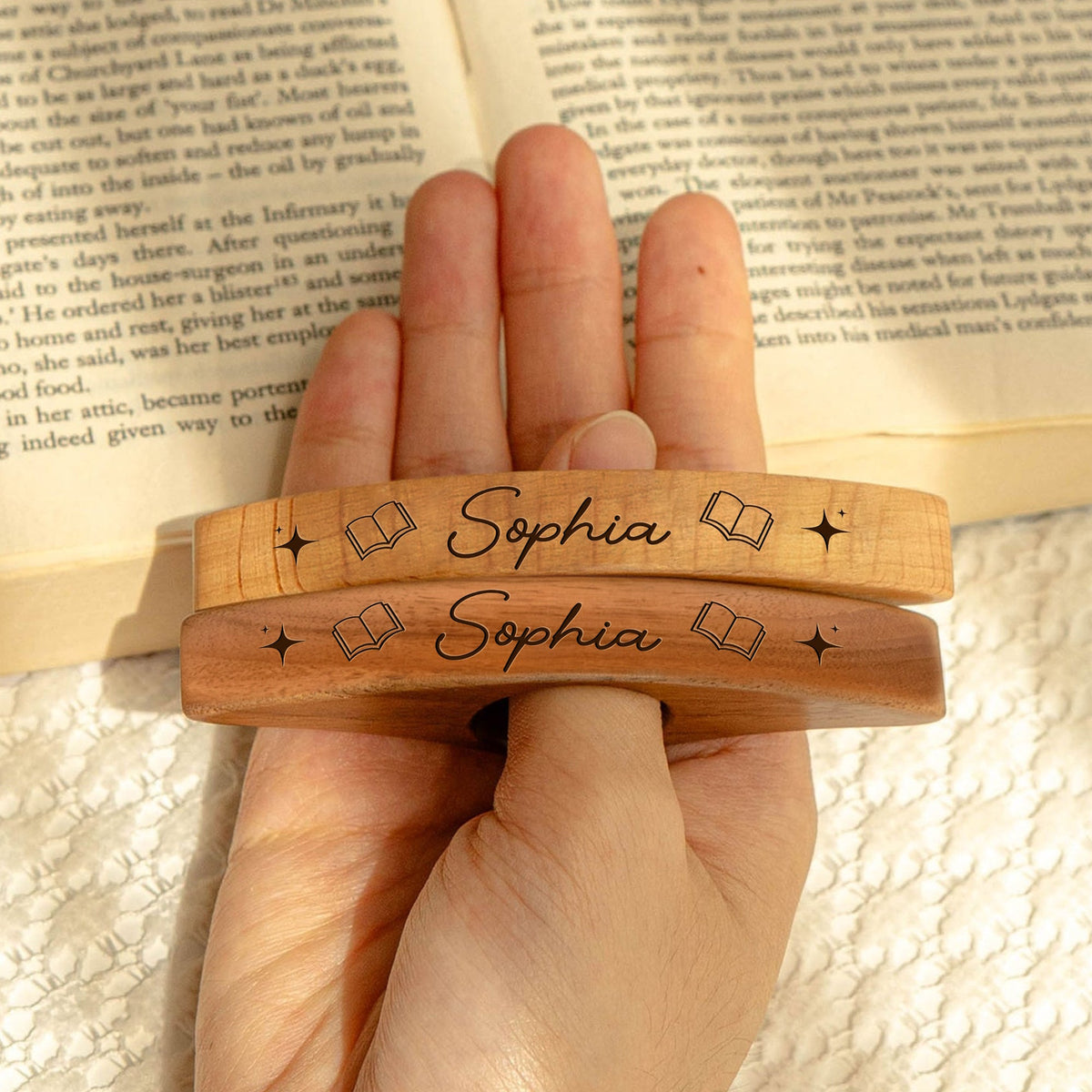 Custom Name Engraved Book Page Holder - Personalized Christmas Bookish Gifts For Book Lovers, Bookworms, Readers CH07 899516