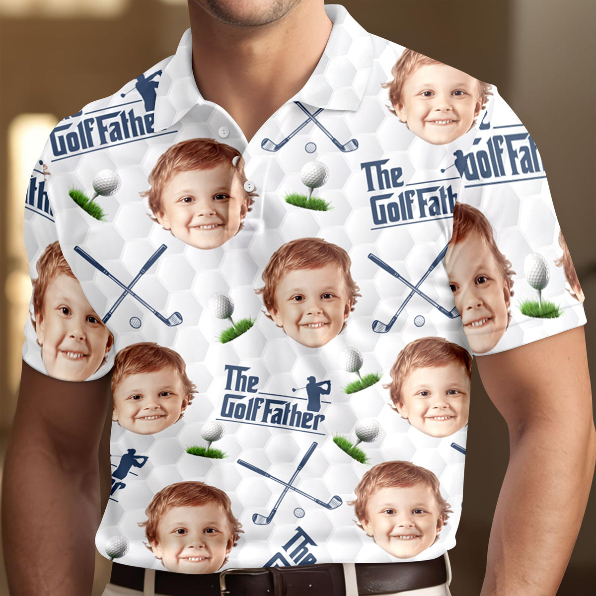 Custom Funny Face The Golf Father Polo Shirt Gift For Golfer, Golf Lovers CH07 899800