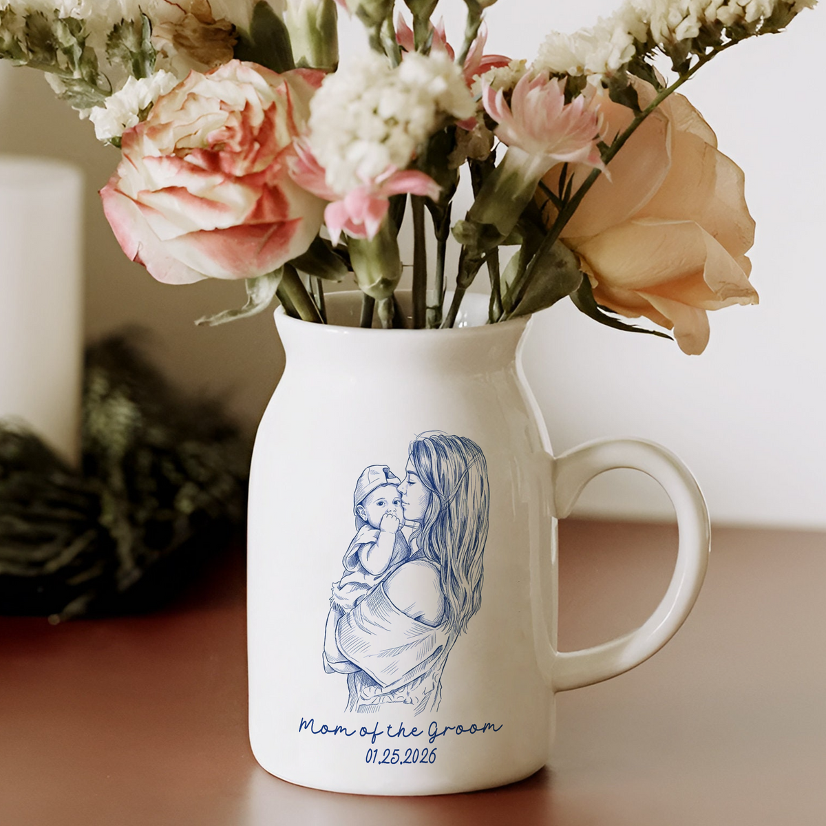 Custom Photo Mother of The Groom, Mother of the Bride Flower Vase - Gift For Mother's Day HO82 901832