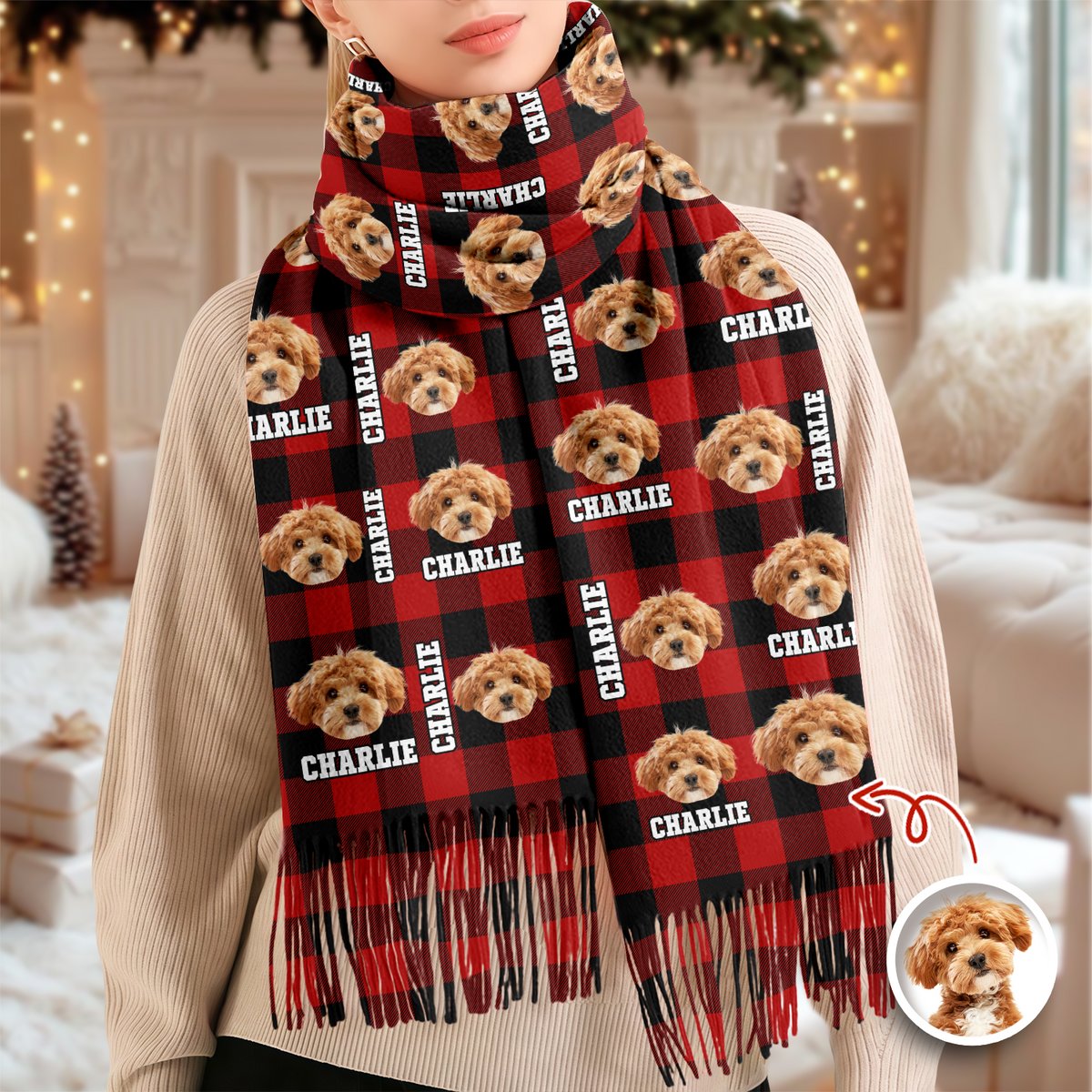 Custom Photo Name Dog Cat Men And Women's Wool Scarf Christmas Gift For Pet Lovers LM32 897477