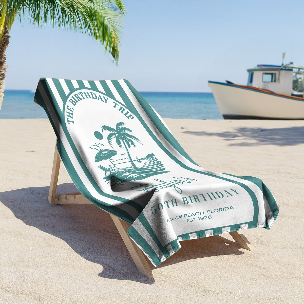 Custom Birthday Trip Beach Towel – Personalized Coastal Vacation Towel, Birthday Gift for Mom LM32 899667