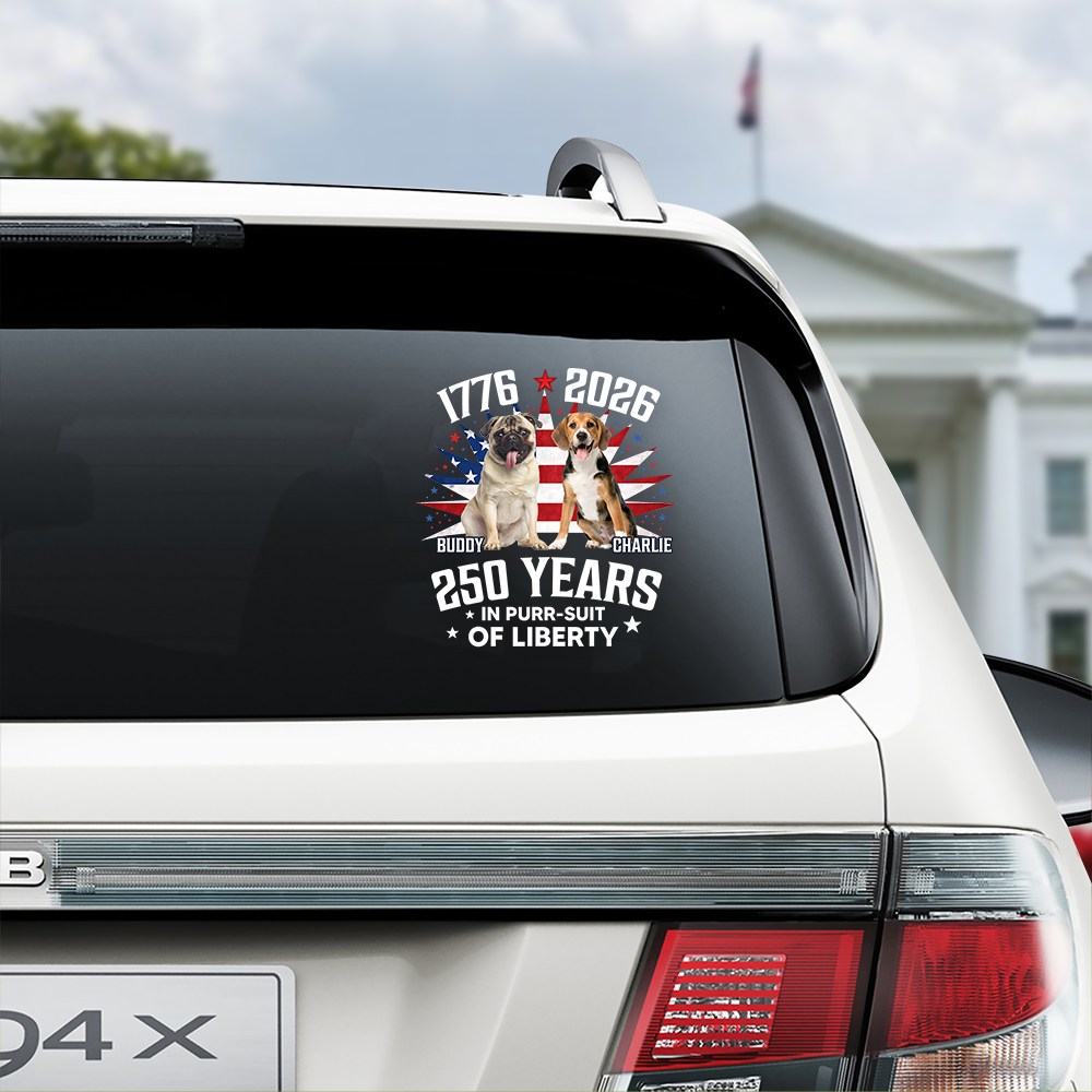 Custom Photo 250 Years In Purr-suit Of Liberty Vintage Dog Car Sticker HO82 901236