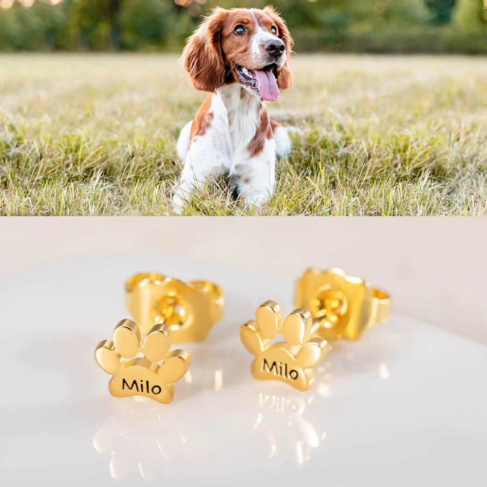 Personalized Paw Print Engraved Stud Earrings - Birthday Gift, Memorial Gift For Pet Lovers LM32 897473