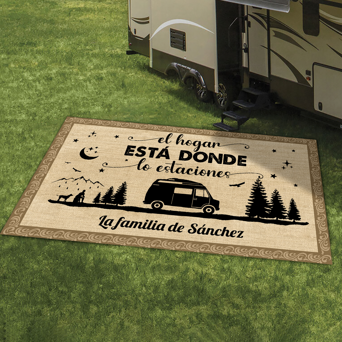 Alfombra de Patio de Camping Campistas Felices, Tapete para Terraza LM32 895055