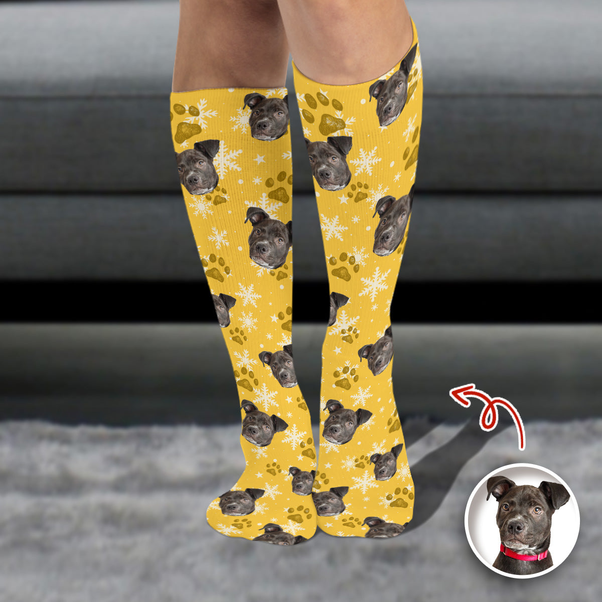 Custom Dog Photo Christmas Fluffy Socks Christmas Gift CH07 899202