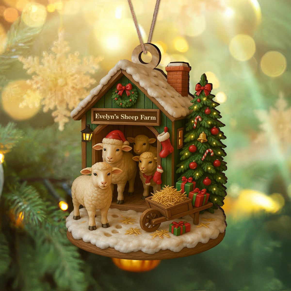 Custom Name Sheep Farm Wood Ornament – Christmas Gifts for Women & Men LM32 895617