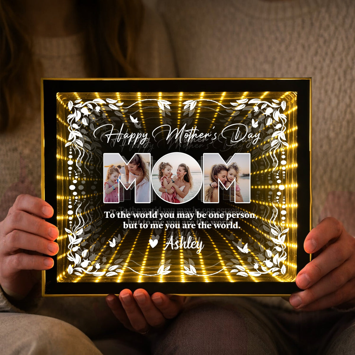 Custom Photo Happy Mother's Day Heart Infinity Mirror Light Box HO82 901630