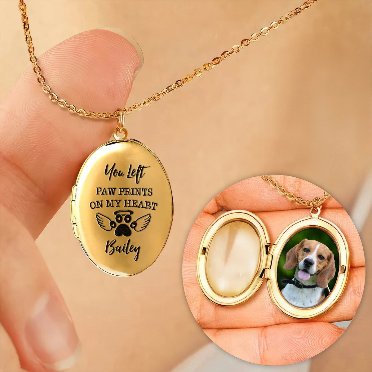 Custom Photo You Left Paw Prints On My Heart Dog Memorial Locket Necklace HA75 892290