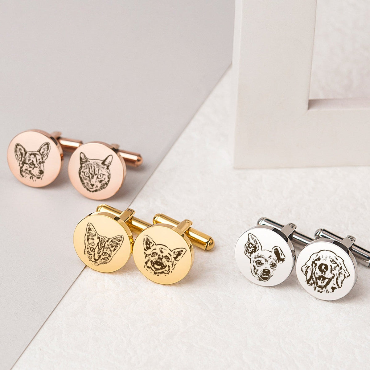 Custom Beloved Pet Portrait Photo Cufflinks Stainless Steel, Father's Day Gift, Memorial Gift LM32 899781