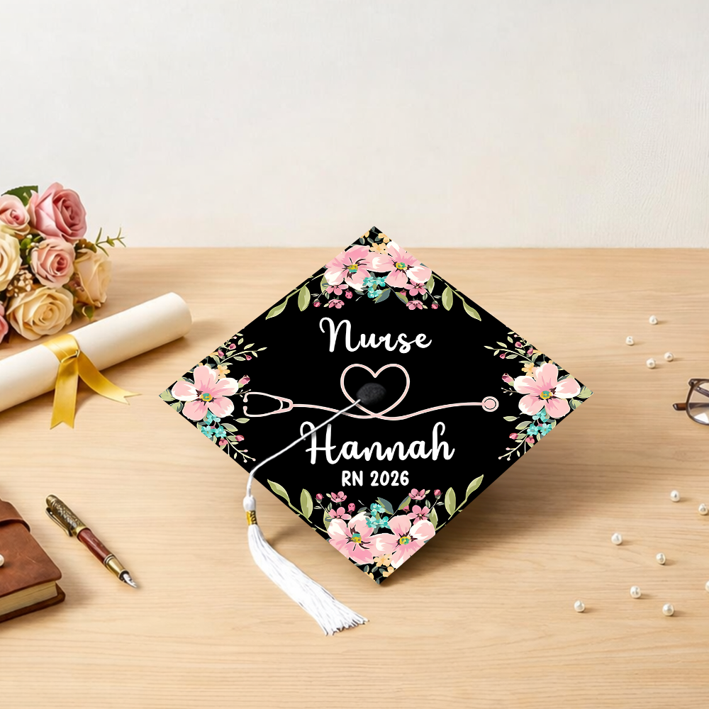 Personalized Nurse Graduation Gift Floral Theme Graduation Cap Topper HO82 901544