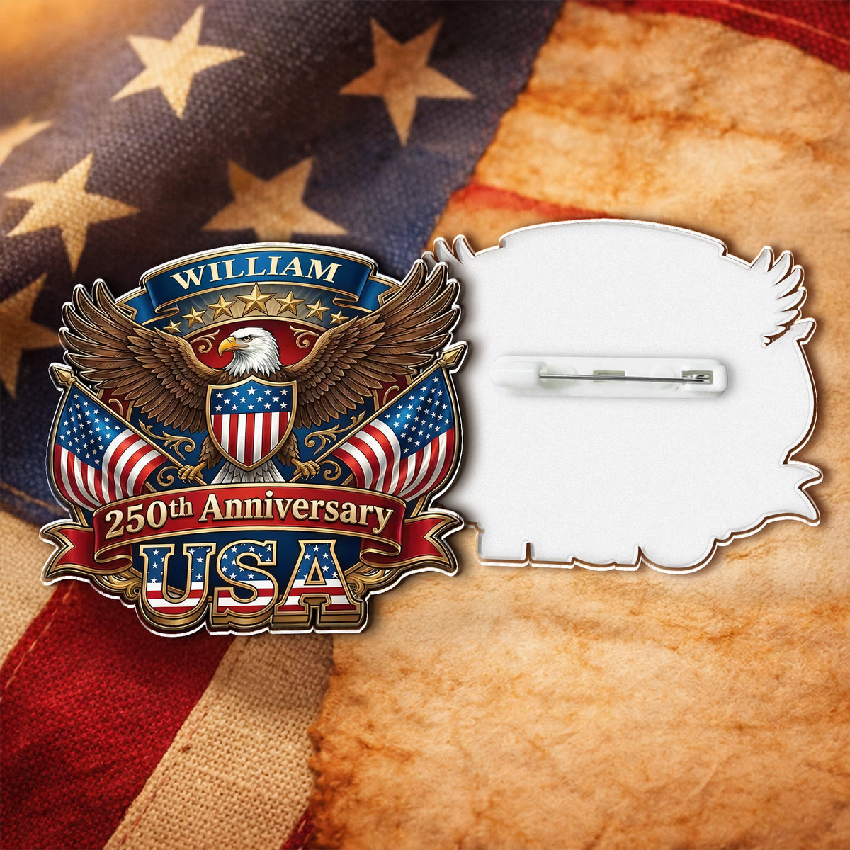 Eagle USA Semiquincentennial  1776-2026 250th Anniversary Patriotic Acrylic Pin HO82 901806