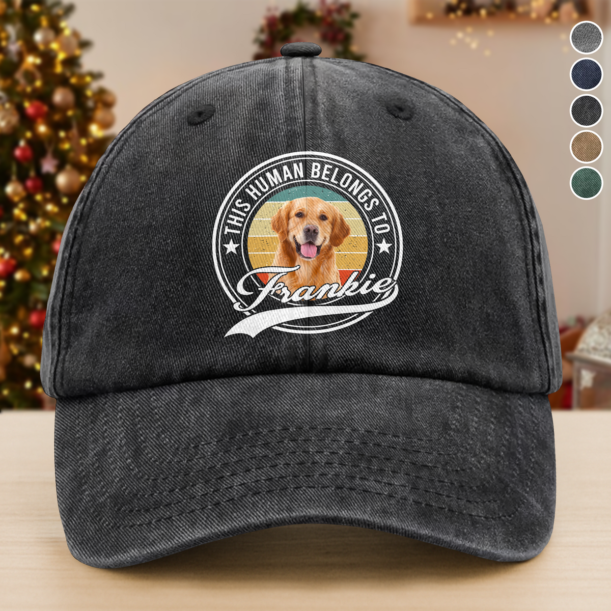 Custom Photo Human Belongs To Dog Cat  Pet Washed Denim Baseball Cap HA75 892934