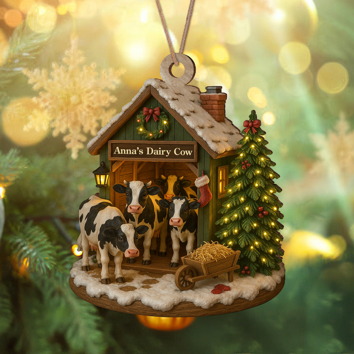 Custom Wood Ornament Gifts For Women, Men - Moo Love, Moo Christmas LM32 895553