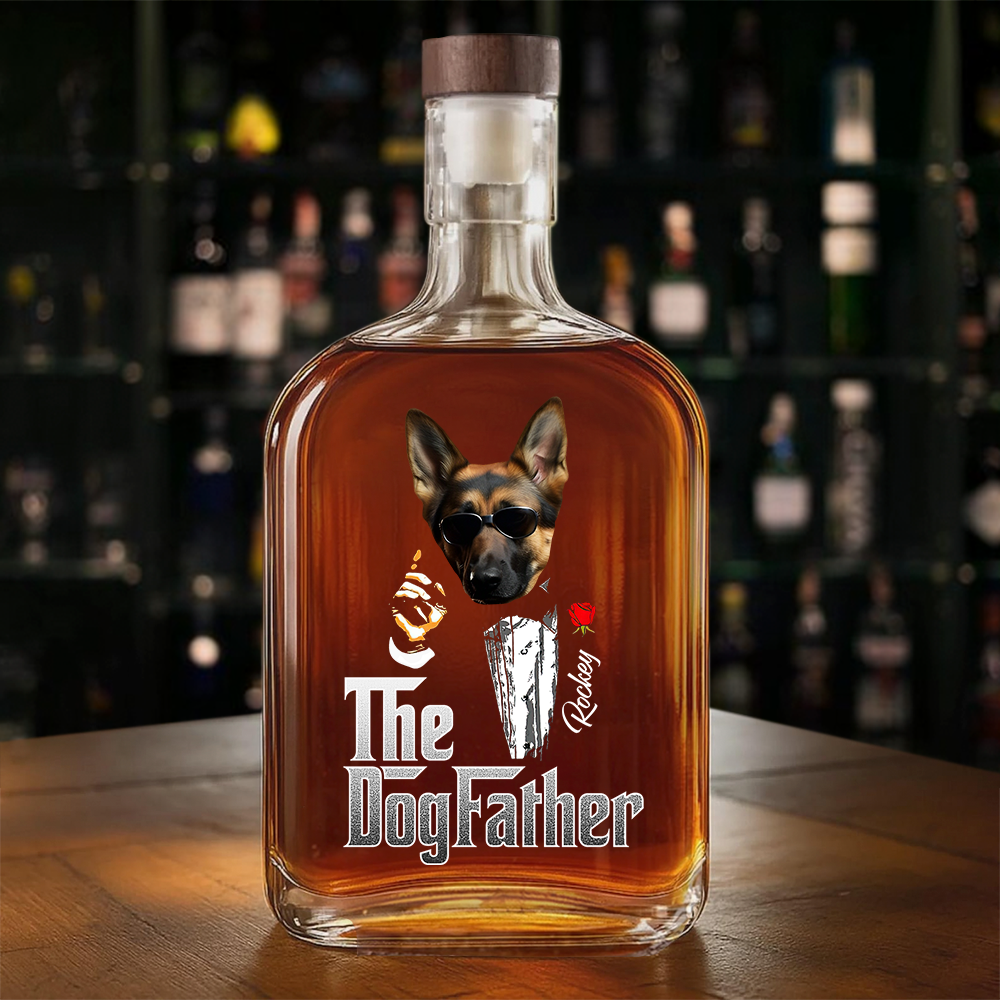 Custom Photo The Dogfather Gentlemen Whiskey Bottle Dog Lovers Gift HO82 894052