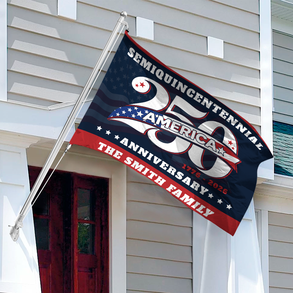 Custom Family Name America 250 Years Semiquincentennial Patriotic 1776 2026 House Flag CH07 910820
