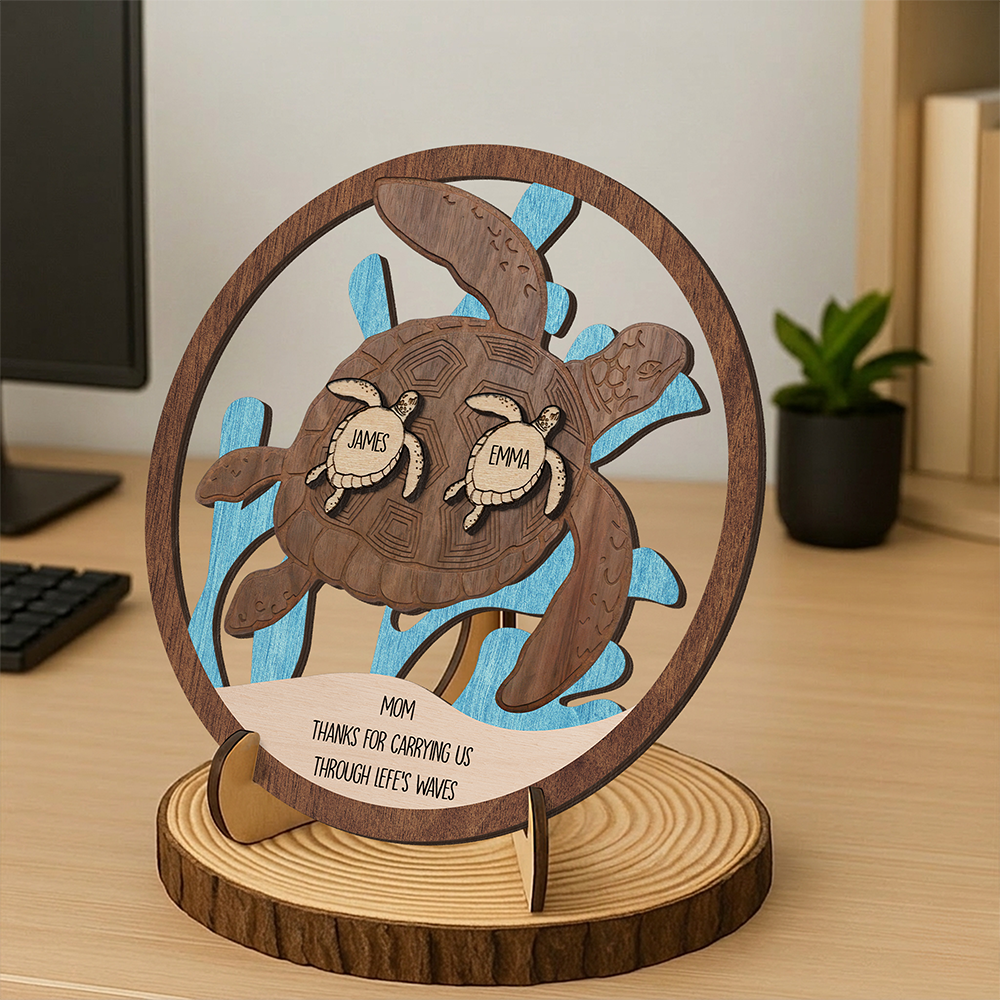 Personalized Mom Thanks For Carrying Us Though Life's Waves 2-Layered Wooden Plaque TH10 169091